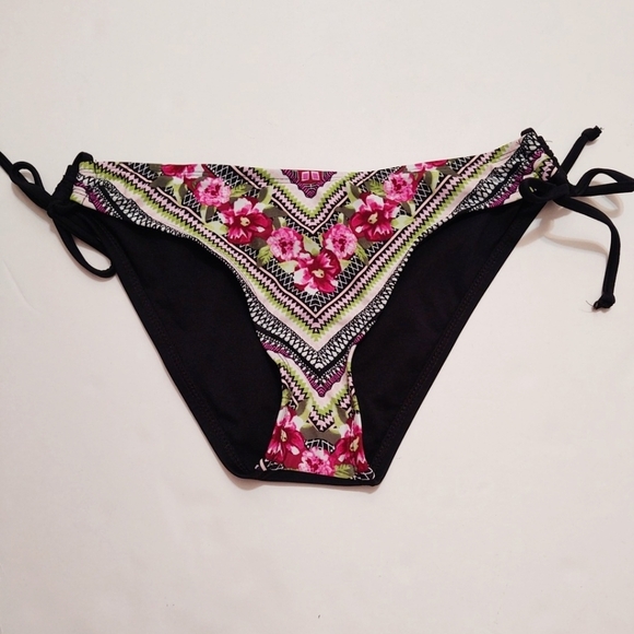 Mossimo Black Floral Pattern Bikini Bottom M - Picture 1 of 3